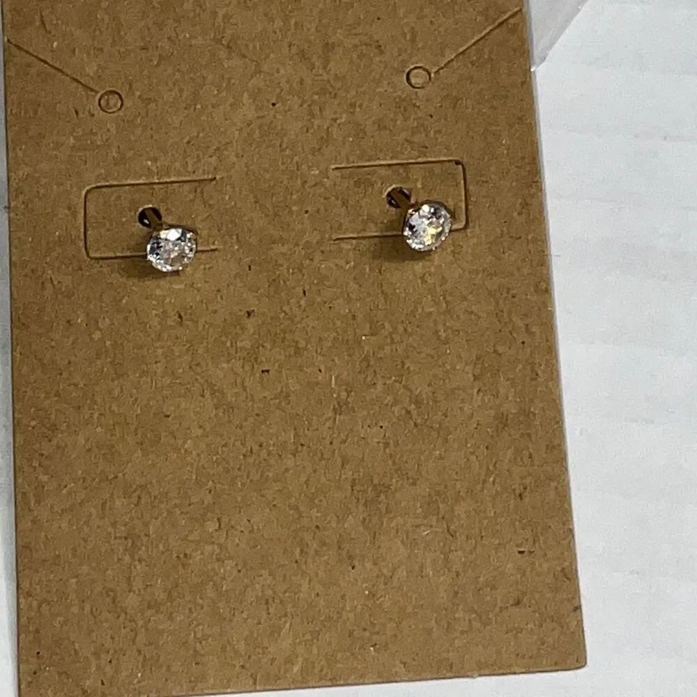 Cubic Zirconia Stud Earrings Hypoallergenic Surgical Steel Sensitive Ear New